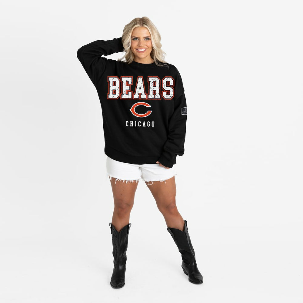Gameday Couture Women's Oversized Level Up Black Label Premium Fleece Sweatshirt - Chicago Bears