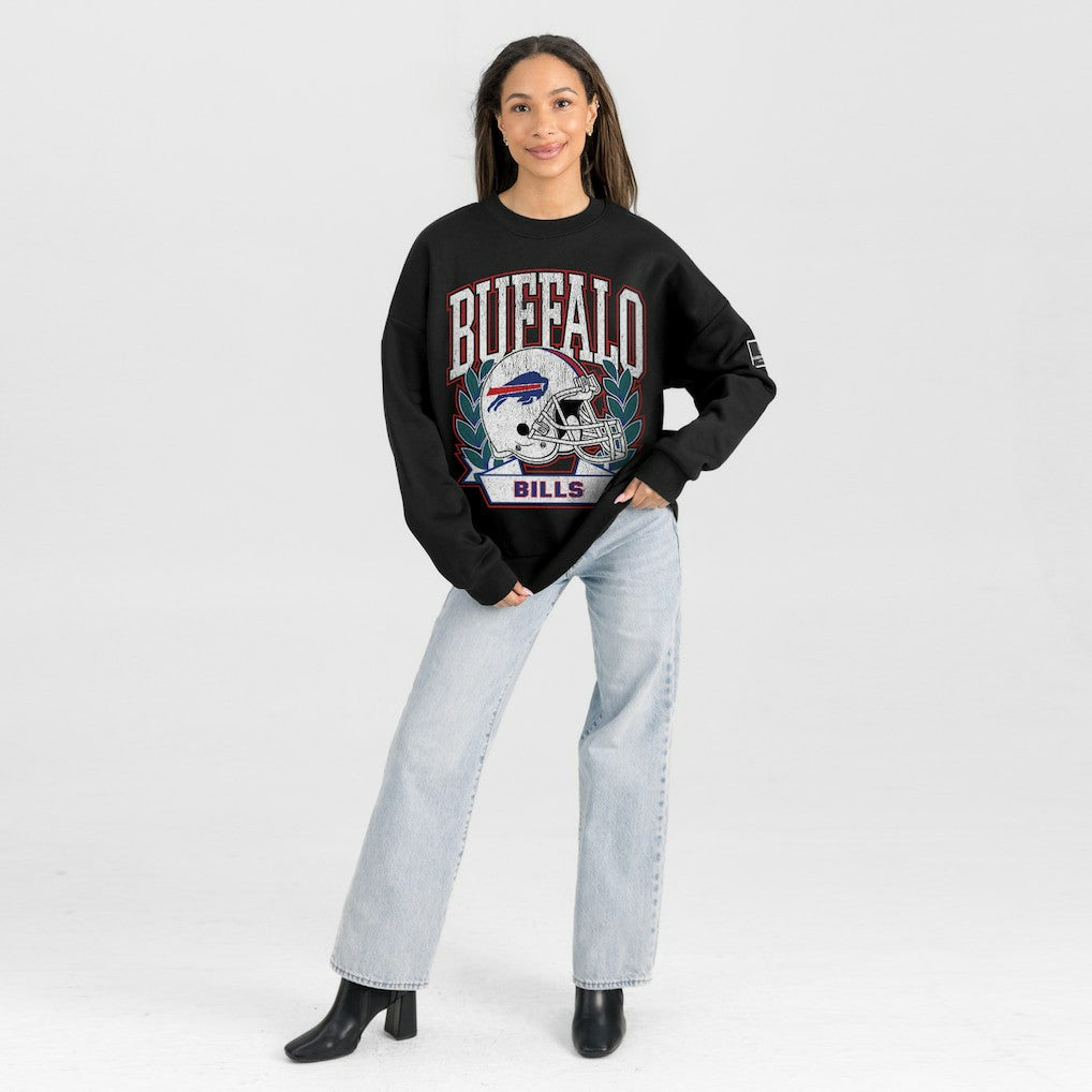 Gameday Couture Women's Oversized Victory Lane Black Label Premium Fleece Sweatshirt - Buffalo Bills