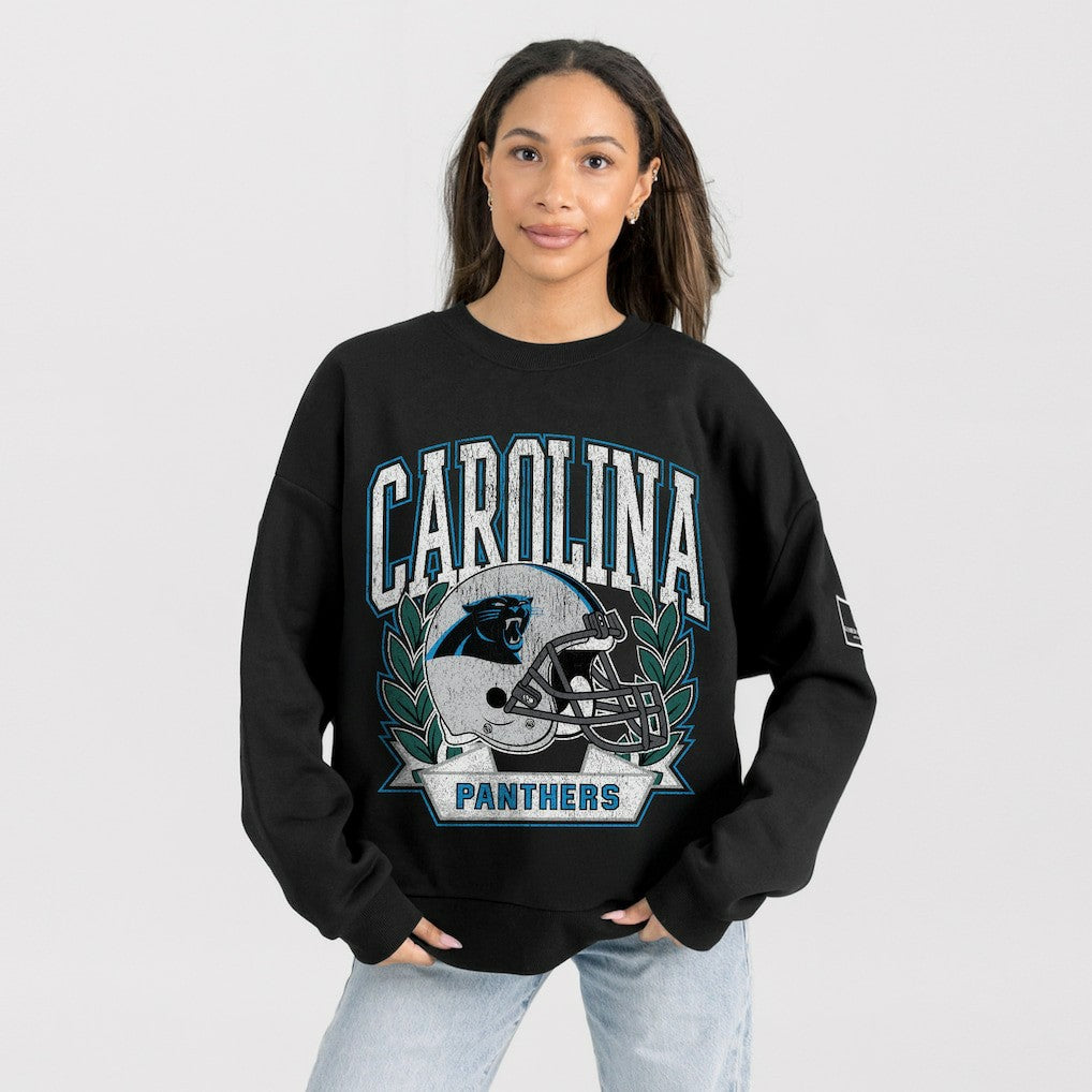 Gameday Couture Women's Oversized Victory Lane Black Label Premium Fleece Sweatshirt - Carolina Panthers