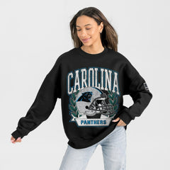 Gameday Couture Women's Oversized Victory Lane Black Label Premium Fleece Sweatshirt - Carolina Panthers