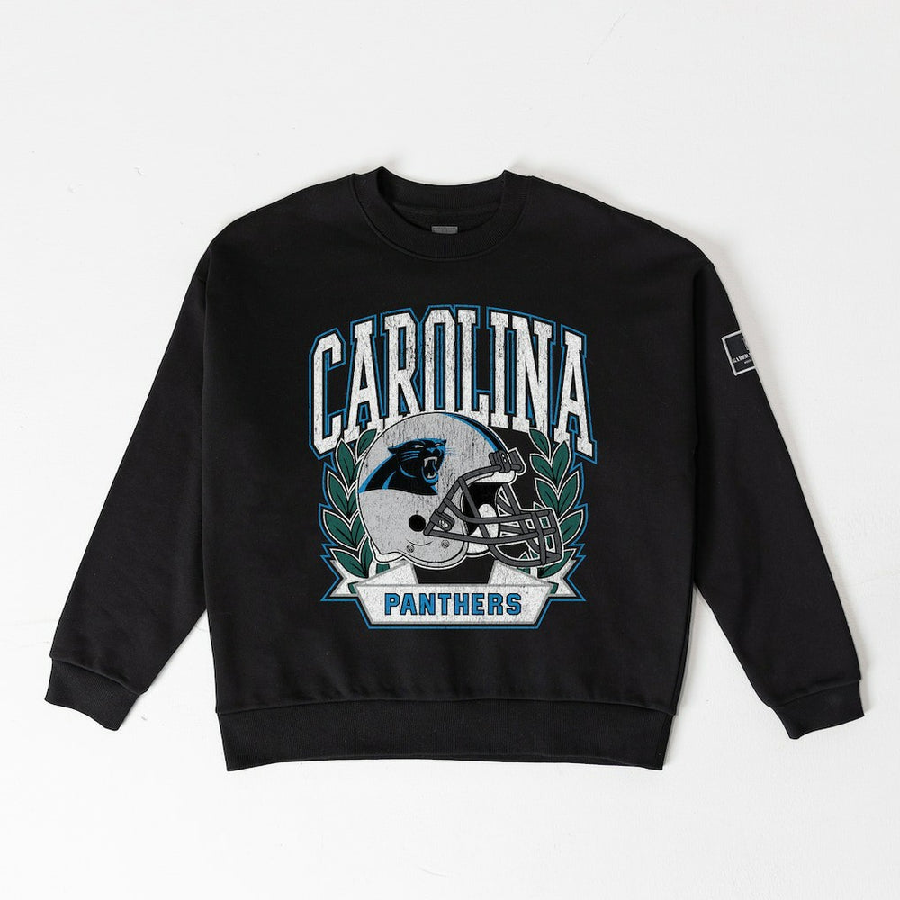 Gameday Couture Women's Oversized Victory Lane Black Label Premium Fleece Sweatshirt - Carolina Panthers