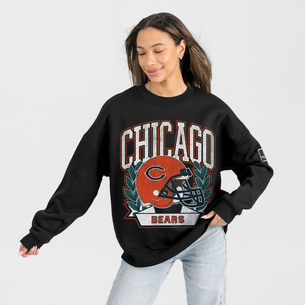 Gameday Couture Women's Oversized Victory Lane Black Label Premium Fleece Sweatshirt - Chicago Bears