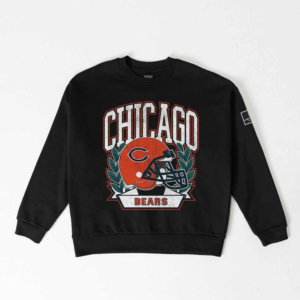 Gameday Couture Women's Oversized Victory Lane Black Label Premium Fleece Sweatshirt - Chicago Bears