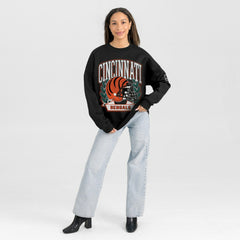 Gameday Couture Women's Oversized Victory Lane Black Label Premium Fleece Sweatshirt - Cincinnati Bengals