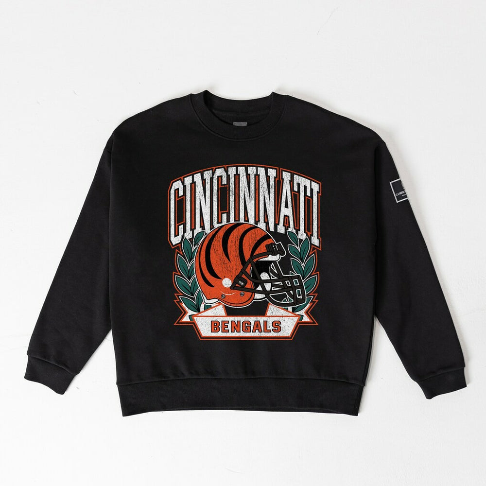 Gameday Couture Women's Oversized Victory Lane Black Label Premium Fleece Sweatshirt - Cincinnati Bengals