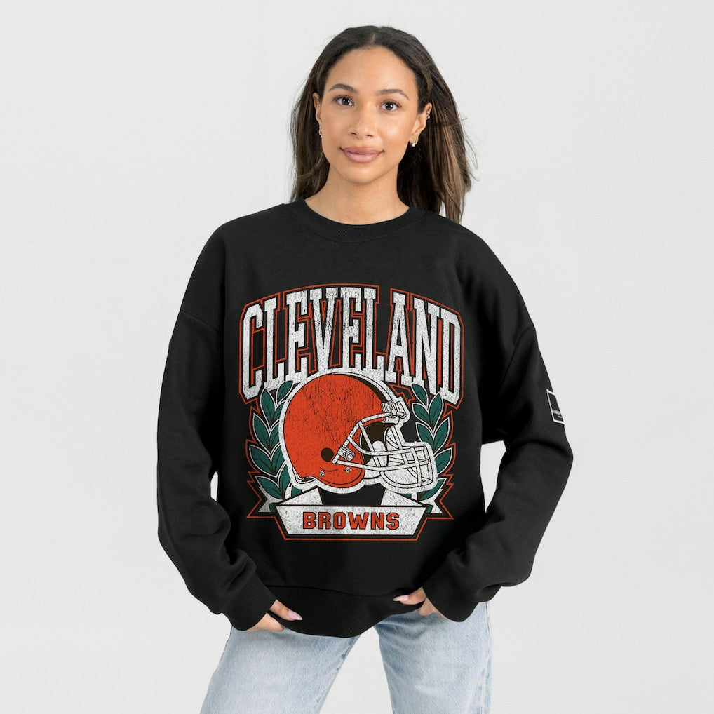 Gameday Couture Women's Oversized Victory Lane Black Label Premium Fleece Sweatshirt - Cleveland Browns