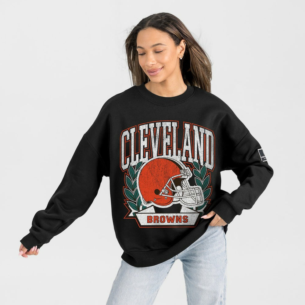Gameday Couture Women's Oversized Victory Lane Black Label Premium Fleece Sweatshirt - Cleveland Browns