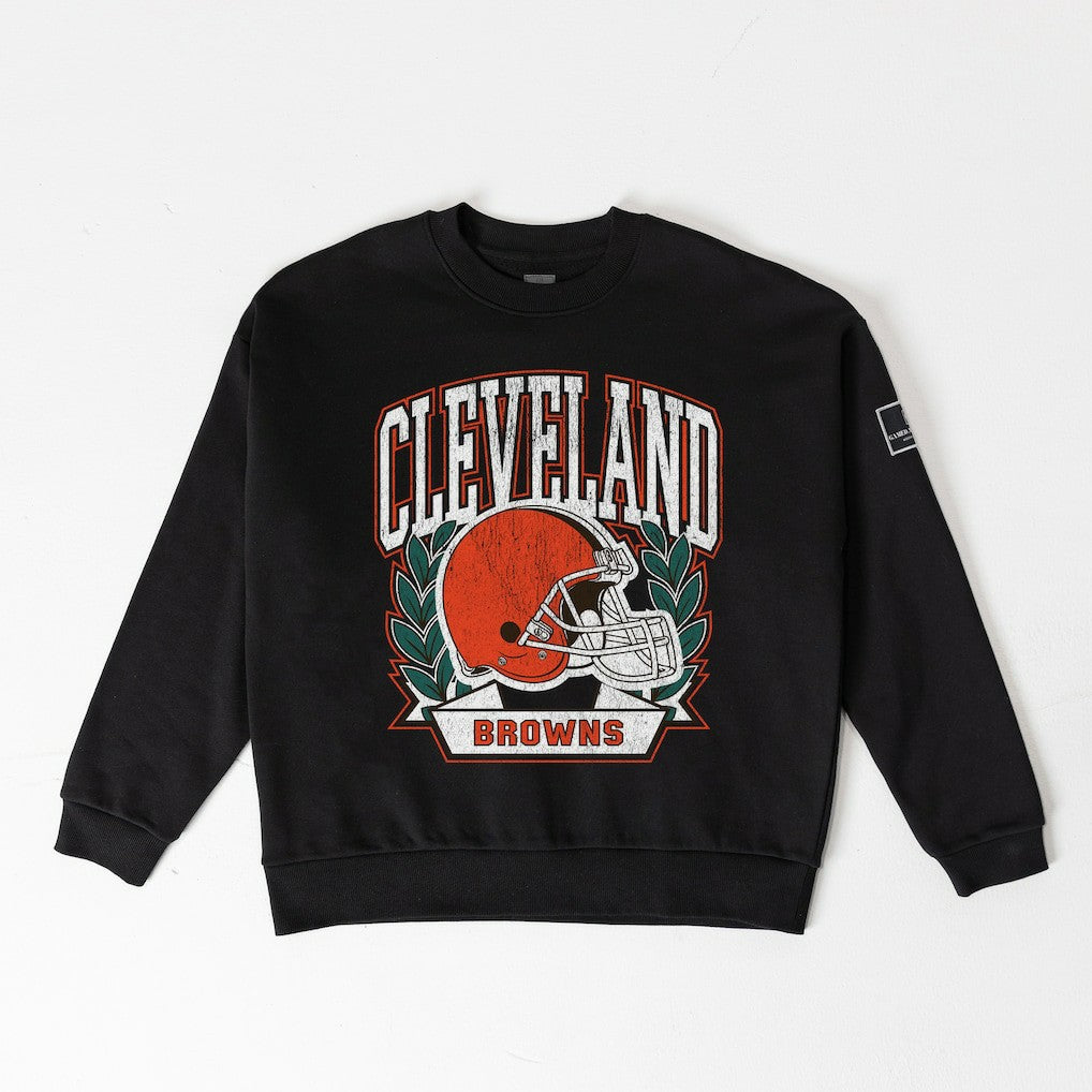 Gameday Couture Women's Oversized Victory Lane Black Label Premium Fleece Sweatshirt - Cleveland Browns