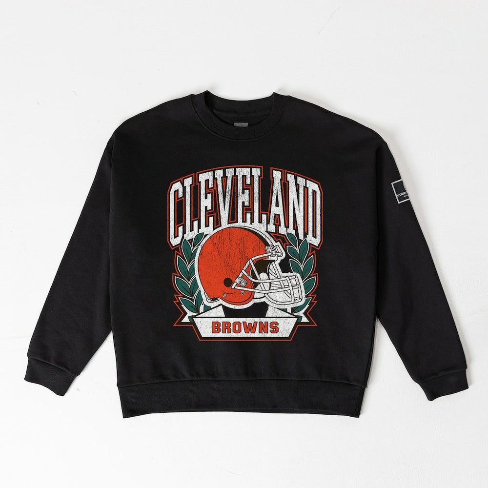 Gameday Couture Women's Oversized Victory Lane Black Label Premium Fleece Sweatshirt - Cleveland Browns