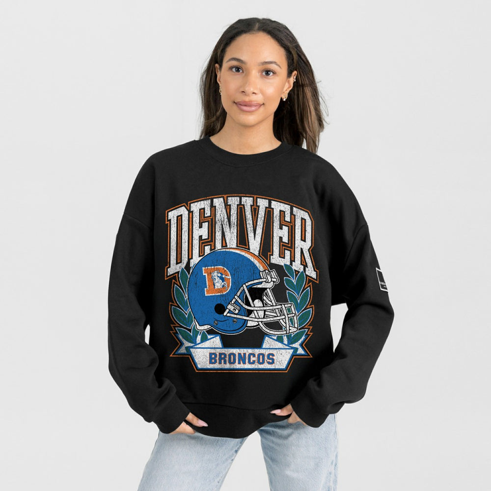 Gameday Couture Women's Oversized Victory Lane Black Label Premium Fleece Sweatshirt - Denver Broncos
