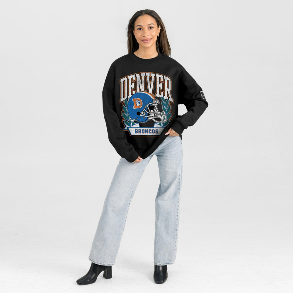 Gameday Couture Women's Oversized Victory Lane Black Label Premium Fleece Sweatshirt - Denver Broncos