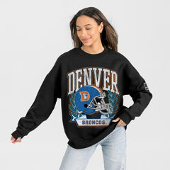 Gameday Couture Women's Oversized Victory Lane Black Label Premium Fleece Sweatshirt - Denver Broncos