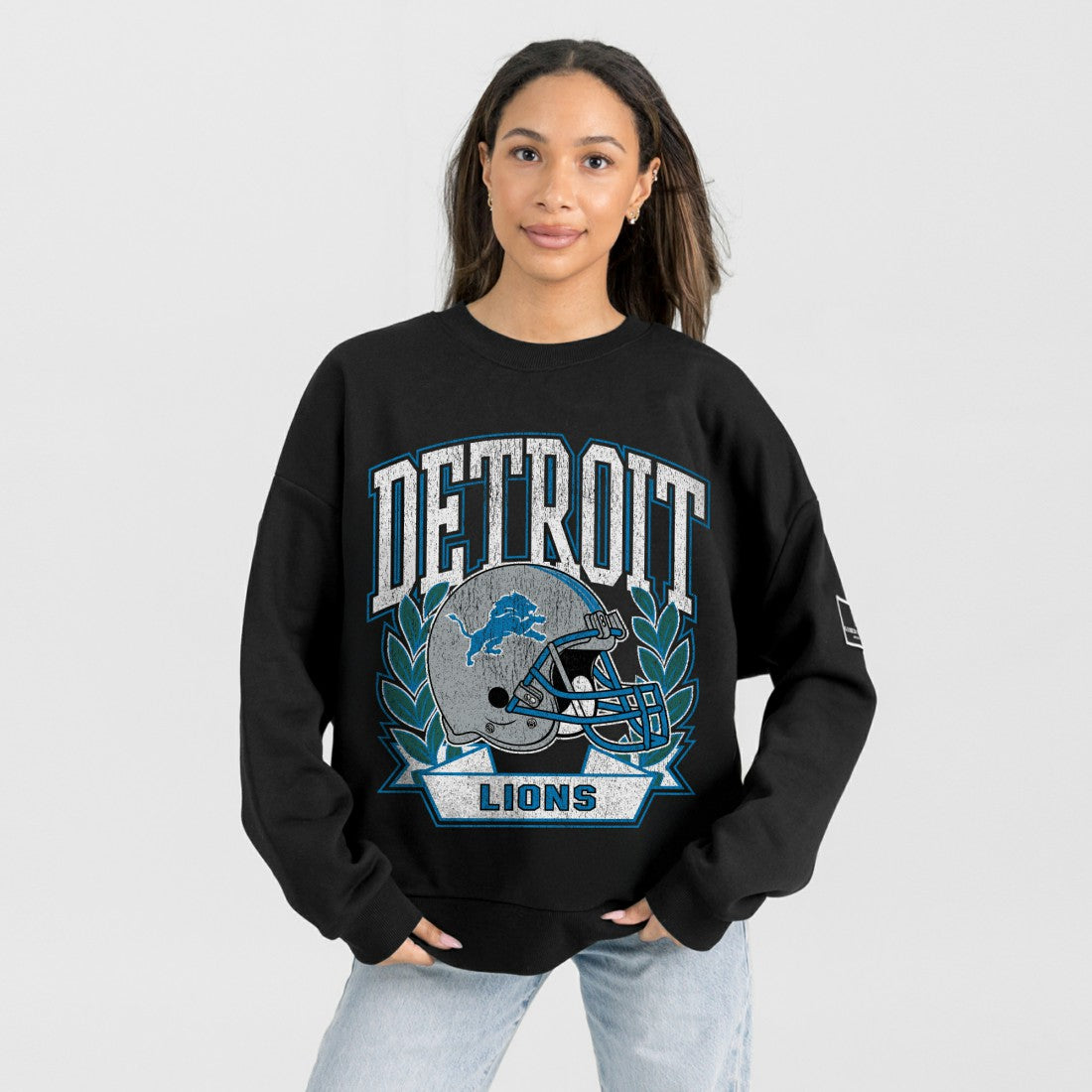 Gameday Couture Women's Oversized Victory Lane Black Label Premium Fleece Sweatshirt - Detroit Lions