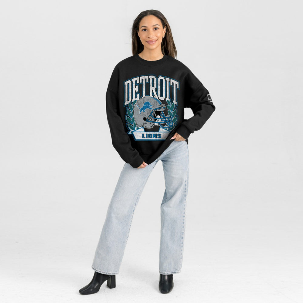 Gameday Couture Women's Oversized Victory Lane Black Label Premium Fleece Sweatshirt - Detroit Lions