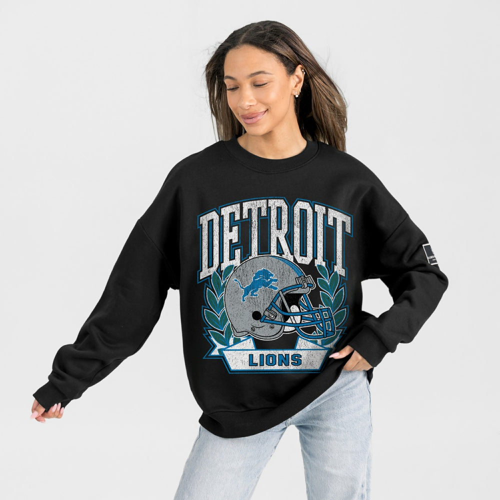 Gameday Couture Women's Oversized Victory Lane Black Label Premium Fleece Sweatshirt - Detroit Lions