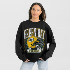 Gameday Couture Women's Oversized Victory Lane Black Label Premium Fleece Sweatshirt - Green Bay Packers