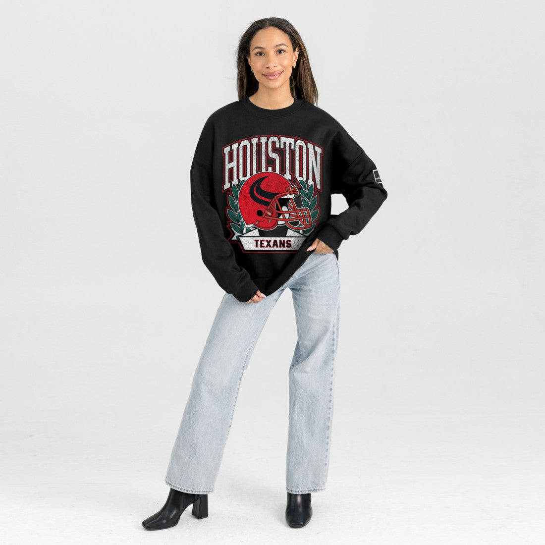 Gameday Couture Women's Oversized Victory Lane Black Label Premium Fleece Sweatshirt - Houston Texans