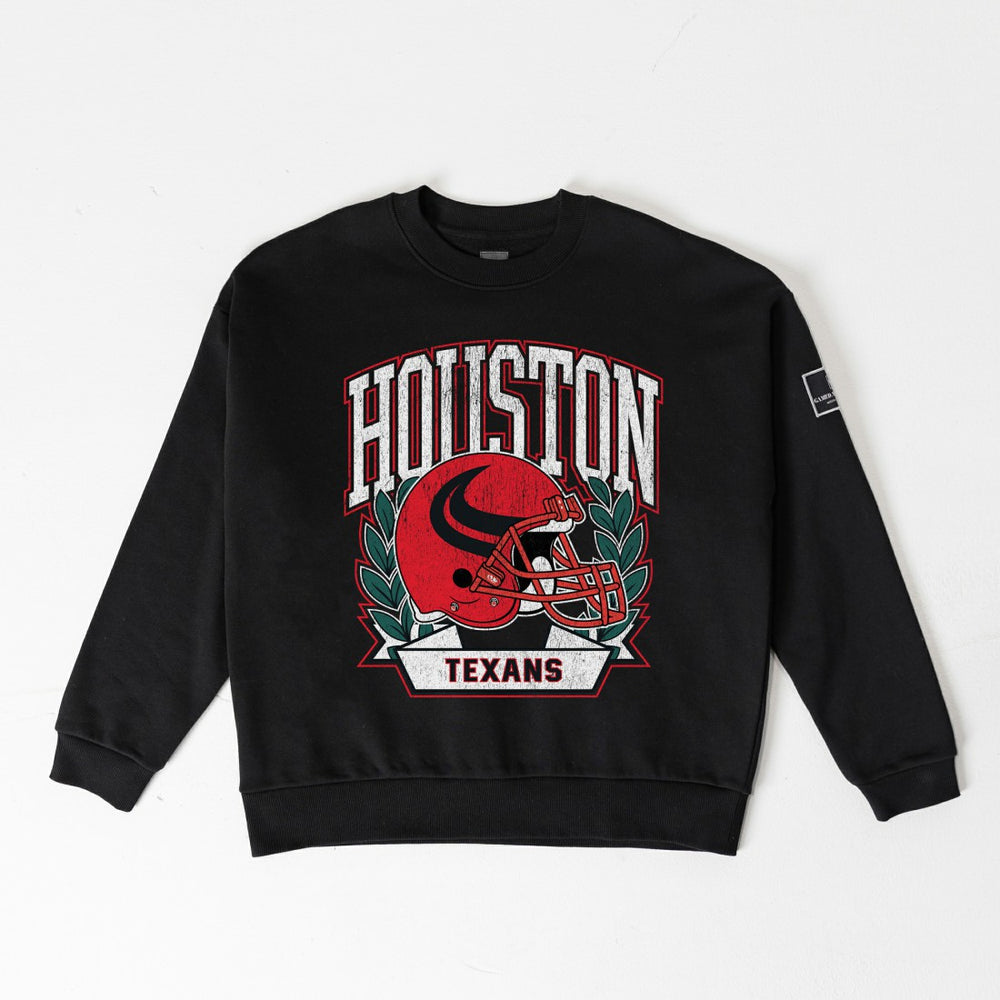 Gameday Couture Women's Oversized Victory Lane Black Label Premium Fleece Sweatshirt - Houston Texans