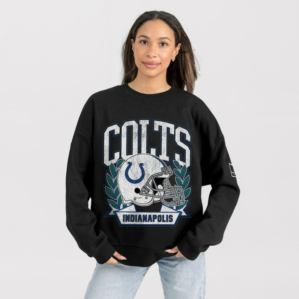 Gameday Couture Women's Oversized Victory Lane Black Label Premium Fleece Sweatshirt - Indianapolis Colts