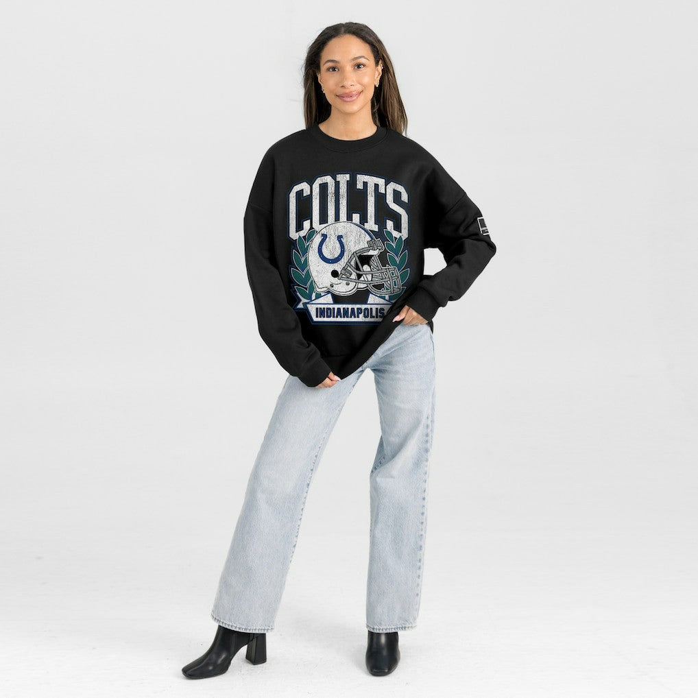 Gameday Couture Women's Oversized Victory Lane Black Label Premium Fleece Sweatshirt - Indianapolis Colts