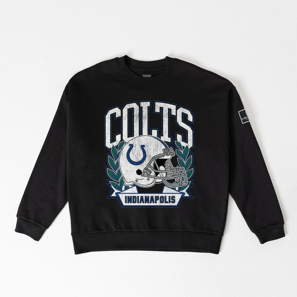 Gameday Couture Women's Oversized Victory Lane Black Label Premium Fleece Sweatshirt - Indianapolis Colts