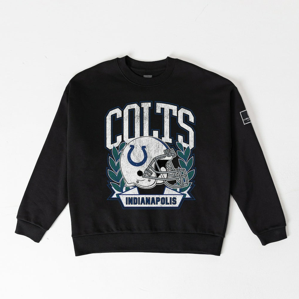 Gameday Couture Women's Oversized Victory Lane Black Label Premium Fleece Sweatshirt - Indianapolis Colts