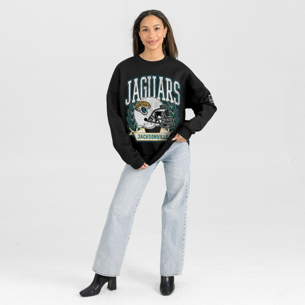 Gameday Couture Women's Oversized Victory Lane Black Label Premium Fleece Sweatshirt - Jacksonville Jaguars
