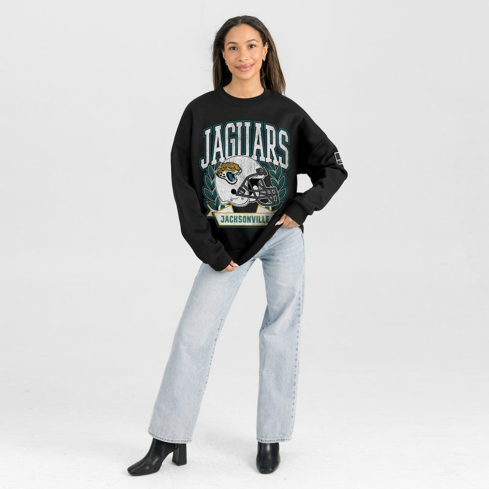 Gameday Couture Women's Oversized Victory Lane Black Label Premium Fleece Sweatshirt - Jacksonville Jaguars