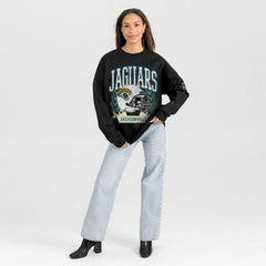 Gameday Couture Women's Oversized Victory Lane Black Label Premium Fleece Sweatshirt - Jacksonville Jaguars