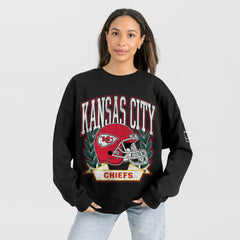 Gameday Couture Women's Oversized Victory Lane Black Label Premium Fleece Sweatshirt - Kansas City Chiefs