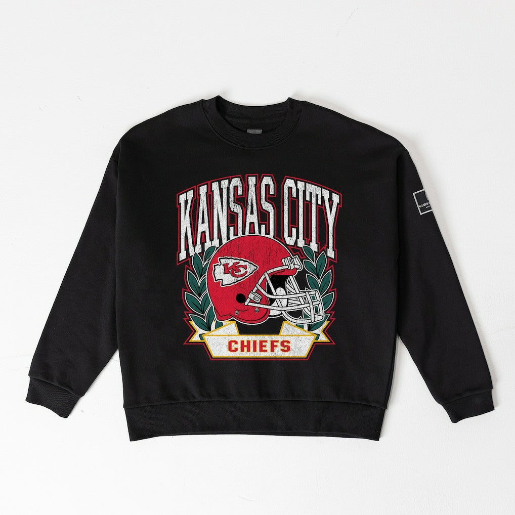 Gameday Couture Women's Oversized Victory Lane Black Label Premium Fleece Sweatshirt - Kansas City Chiefs