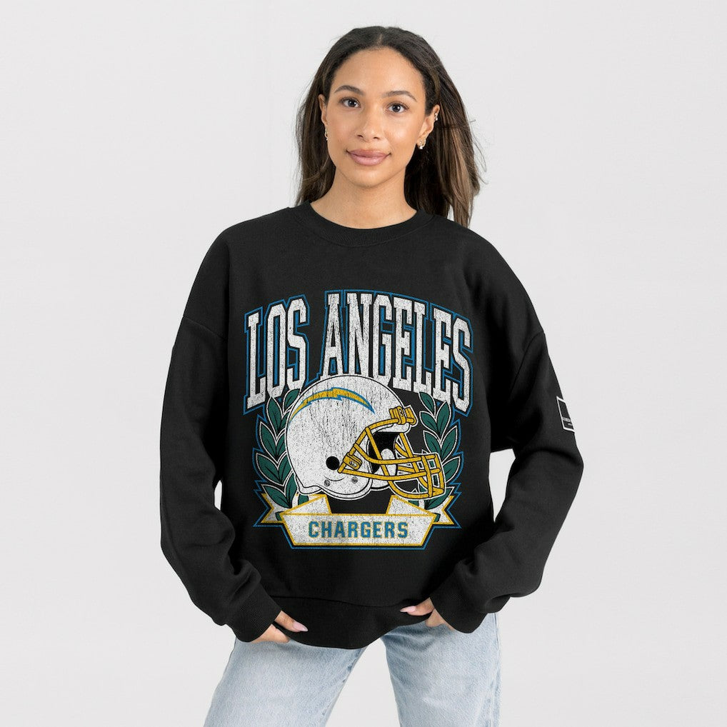 Gameday Couture Women's Oversized Victory Lane Black Label Premium Fleece Sweatshirt - Los Angeles Chargers