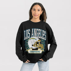 Gameday Couture Women's Oversized Victory Lane Black Label Premium Fleece Sweatshirt - Los Angeles Chargers