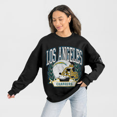 Gameday Couture Women's Oversized Victory Lane Black Label Premium Fleece Sweatshirt - Los Angeles Chargers