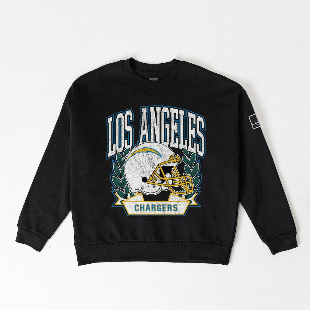 Gameday Couture Women's Oversized Victory Lane Black Label Premium Fleece Sweatshirt - Los Angeles Chargers