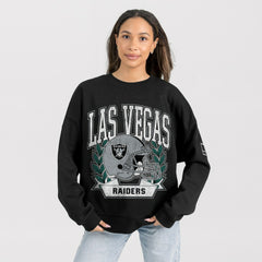 Gameday Couture Women's Oversized Victory Lane Black Label Premium Fleece Sweatshirt - Las Vegas Raiders