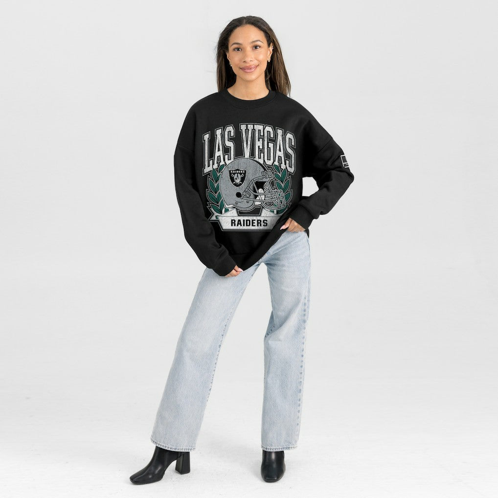 Gameday Couture Women's Oversized Victory Lane Black Label Premium Fleece Sweatshirt - Las Vegas Raiders