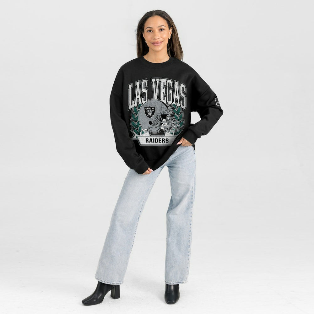 Gameday Couture Women's Oversized Victory Lane Black Label Premium Fleece Sweatshirt - Las Vegas Raiders