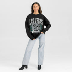 Gameday Couture Women's Oversized Victory Lane Black Label Premium Fleece Sweatshirt - Las Vegas Raiders
