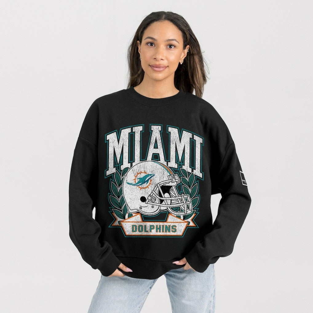 Gameday Couture Women's Oversized Victory Lane Black Label Premium Fleece Sweatshirt - Miami Dolphins