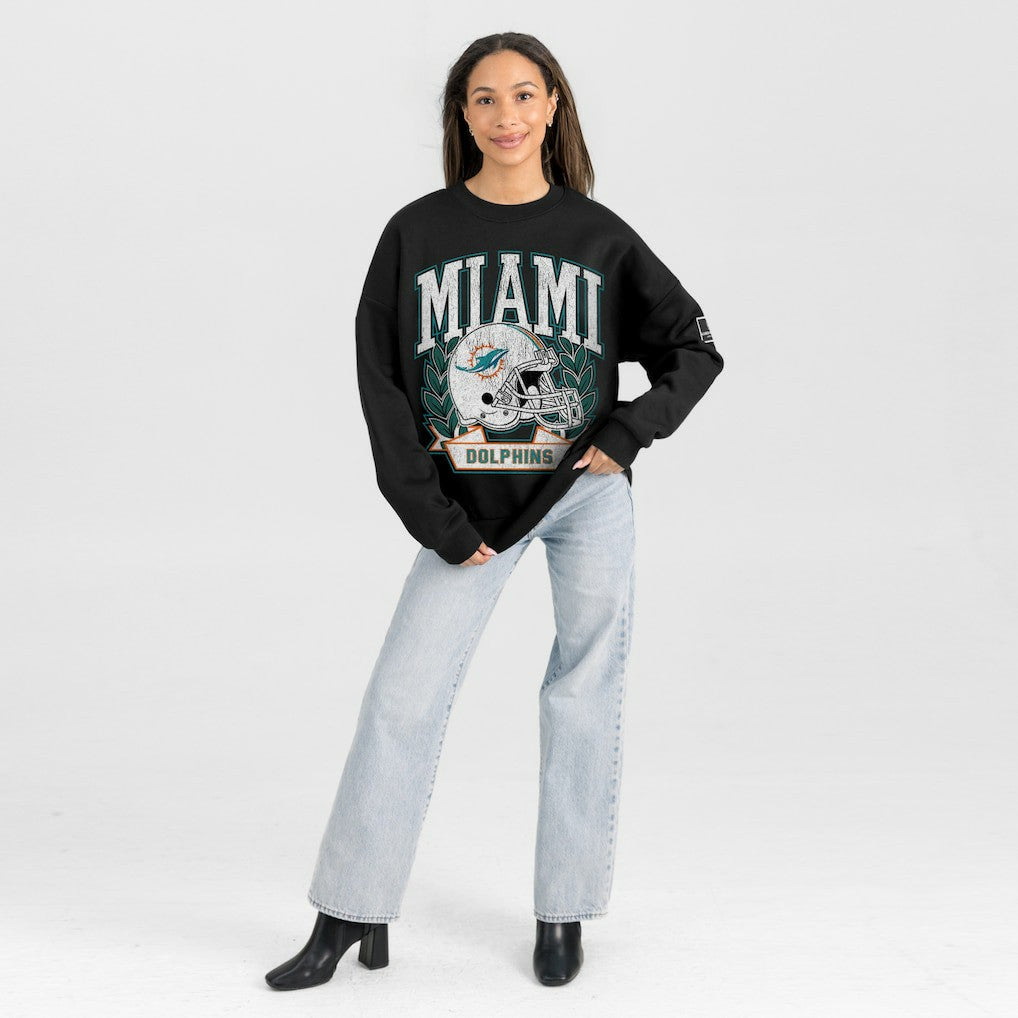 Gameday Couture Women's Oversized Victory Lane Black Label Premium Fleece Sweatshirt - Miami Dolphins