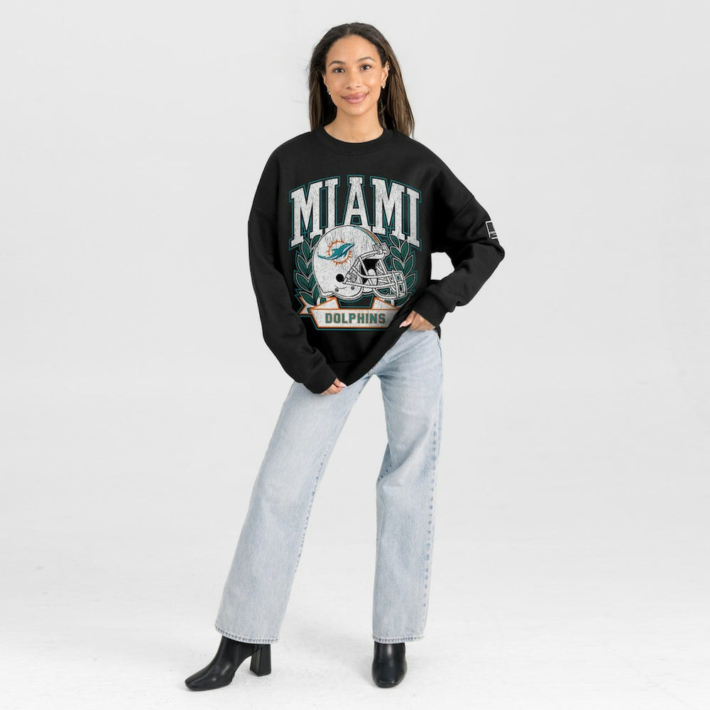 Gameday Couture Women's Oversized Victory Lane Black Label Premium Fleece Sweatshirt - Miami Dolphins
