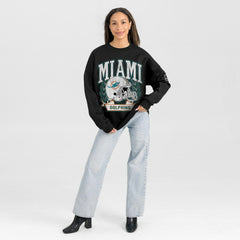 Gameday Couture Women's Oversized Victory Lane Black Label Premium Fleece Sweatshirt - Miami Dolphins