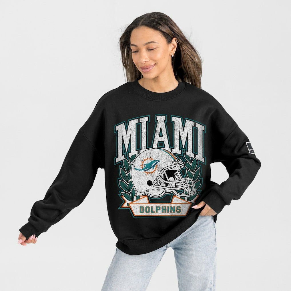 Gameday Couture Women's Oversized Victory Lane Black Label Premium Fleece Sweatshirt - Miami Dolphins