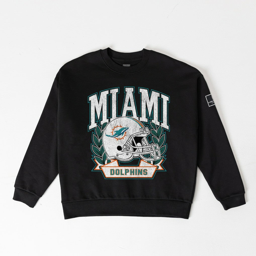 Gameday Couture Women's Oversized Victory Lane Black Label Premium Fleece Sweatshirt - Miami Dolphins