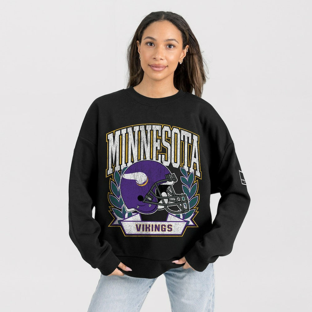 Gameday Couture Women's Oversized Victory Lane Black Label Premium Fleece Sweatshirt - Minnesota Vikings