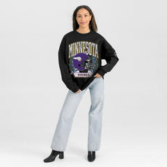Gameday Couture Women's Oversized Victory Lane Black Label Premium Fleece Sweatshirt - Minnesota Vikings