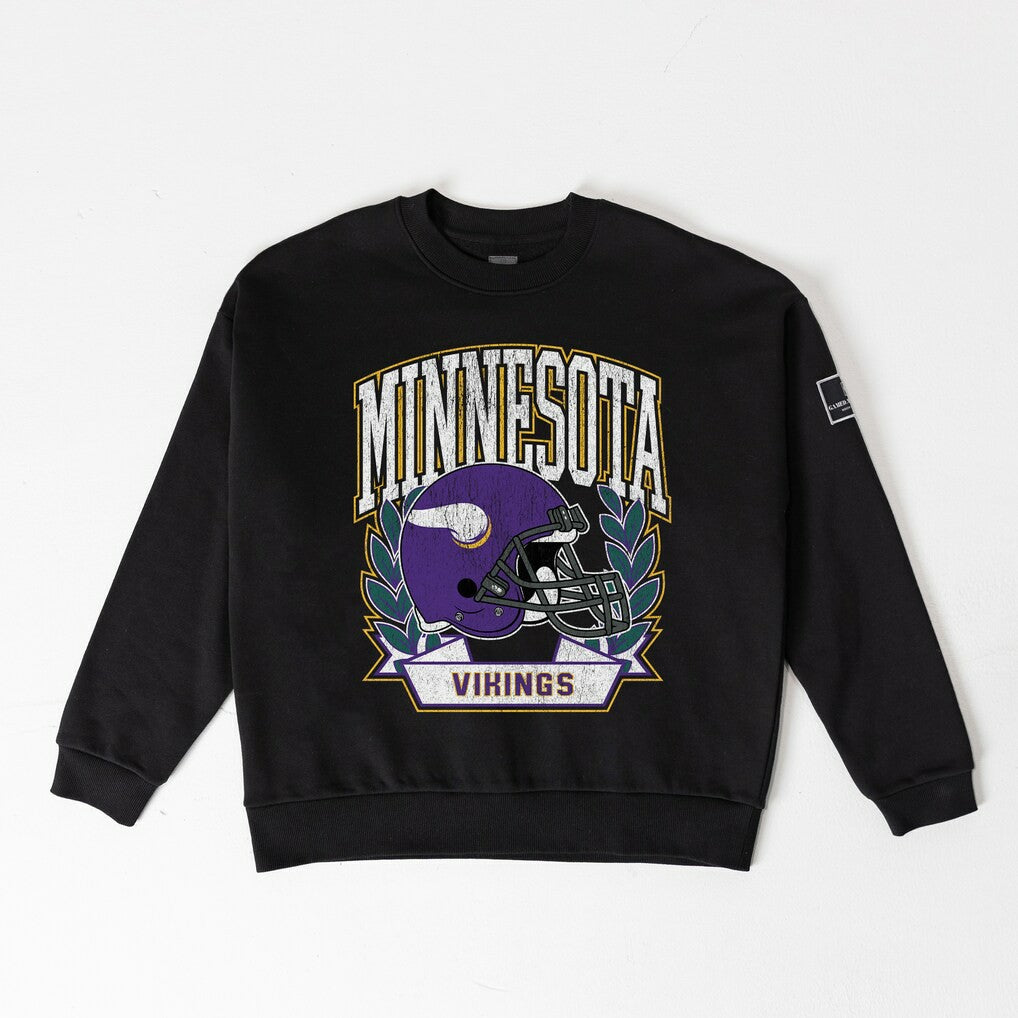 Gameday Couture Women's Oversized Victory Lane Black Label Premium Fleece Sweatshirt - Minnesota Vikings
