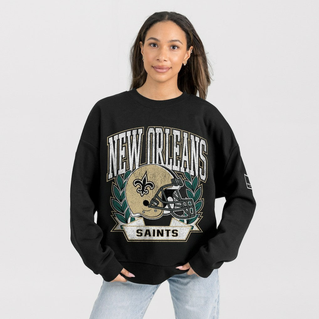 Gameday Couture Women's Oversized Victory Lane Black Label Premium Fleece Sweatshirt - New Orleans Saints