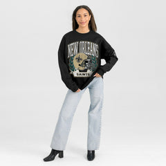 Gameday Couture Women's Oversized Victory Lane Black Label Premium Fleece Sweatshirt - New Orleans Saints